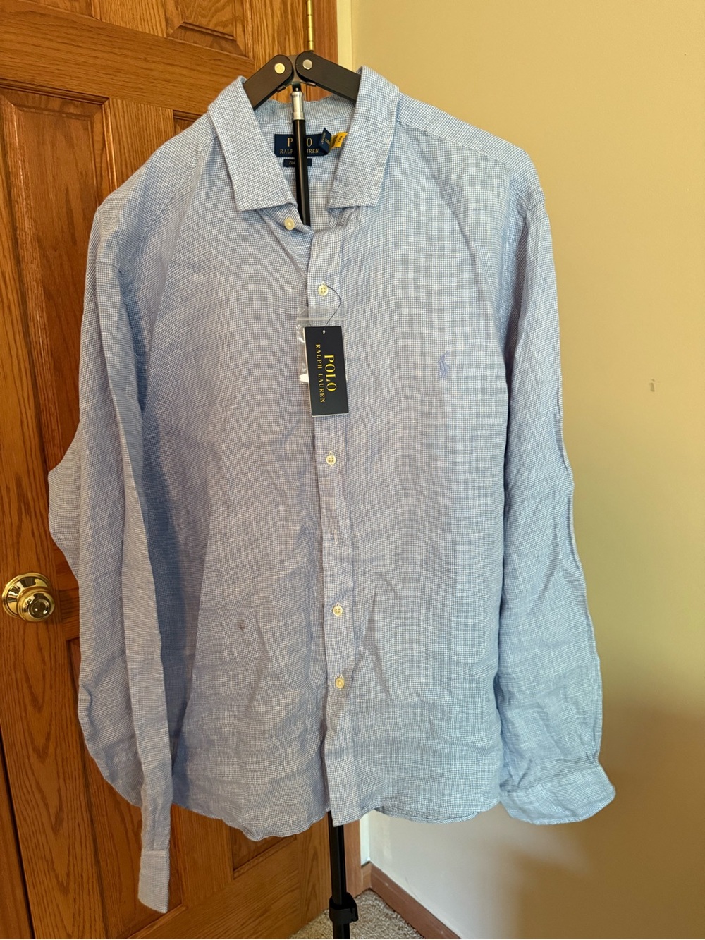 Polo by Ralph Lauren Light Blue Linen Button-Down Shirt - Men's